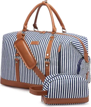 LOVEVOOK Canvas Travel Duffel Bag for Women, Carry on Overnight Bag, Large Capacity Weekender Tote Bag with Shoe Compartment