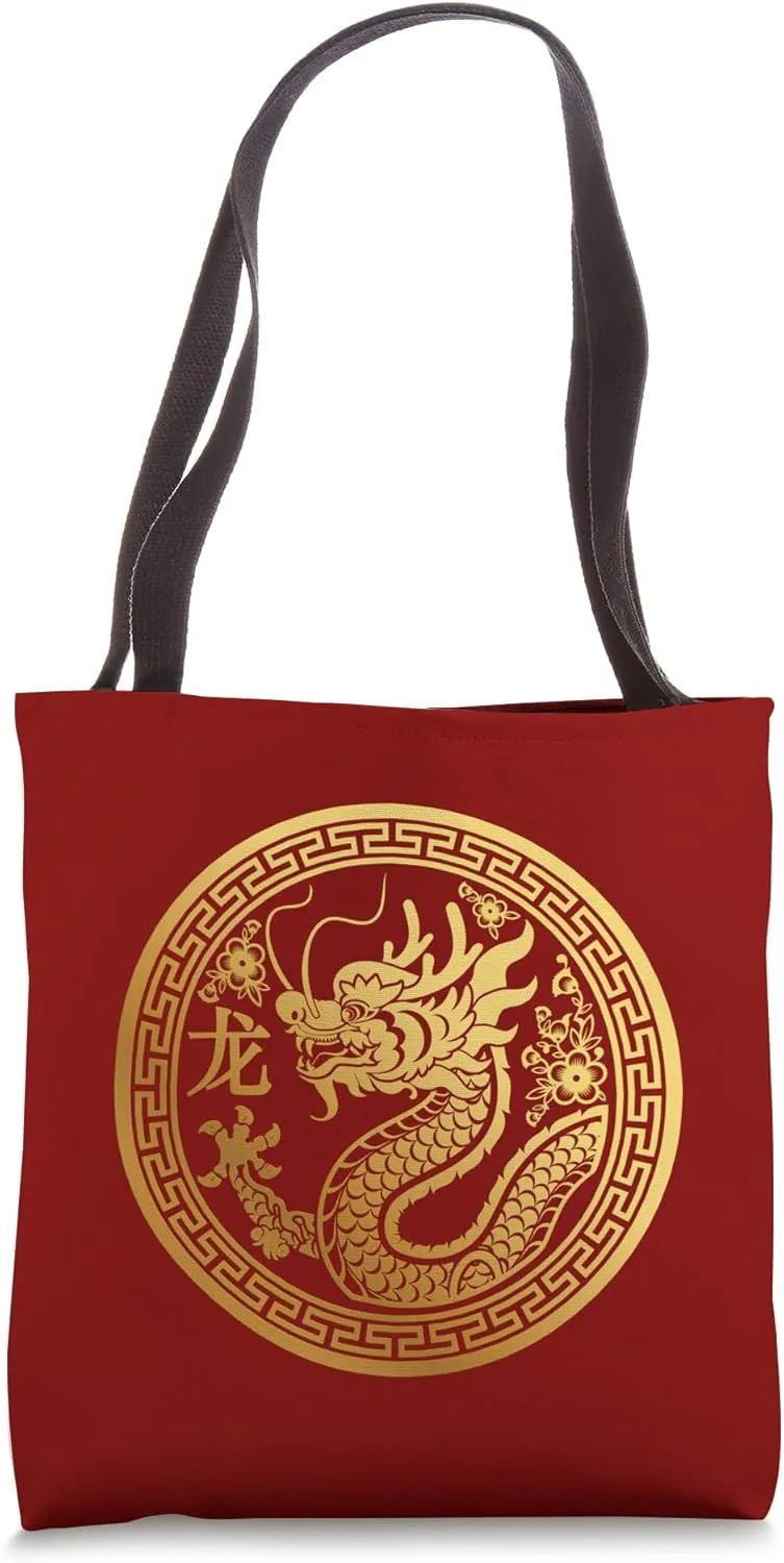 Lucky Money Red Envelope Red Pocket Dragon Year Ingot Taiji Tote Bag