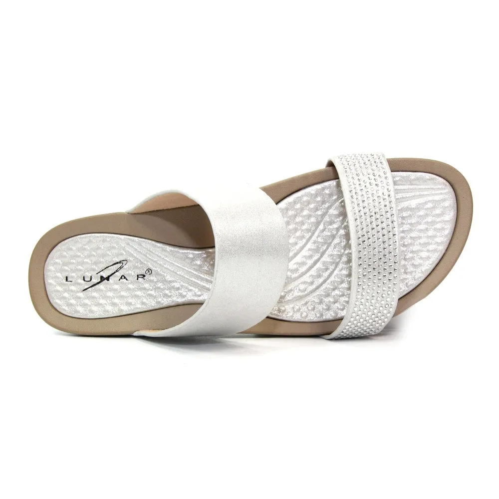 LUNAR - JLH169 Treen Metallic Mule Sandal Silver
