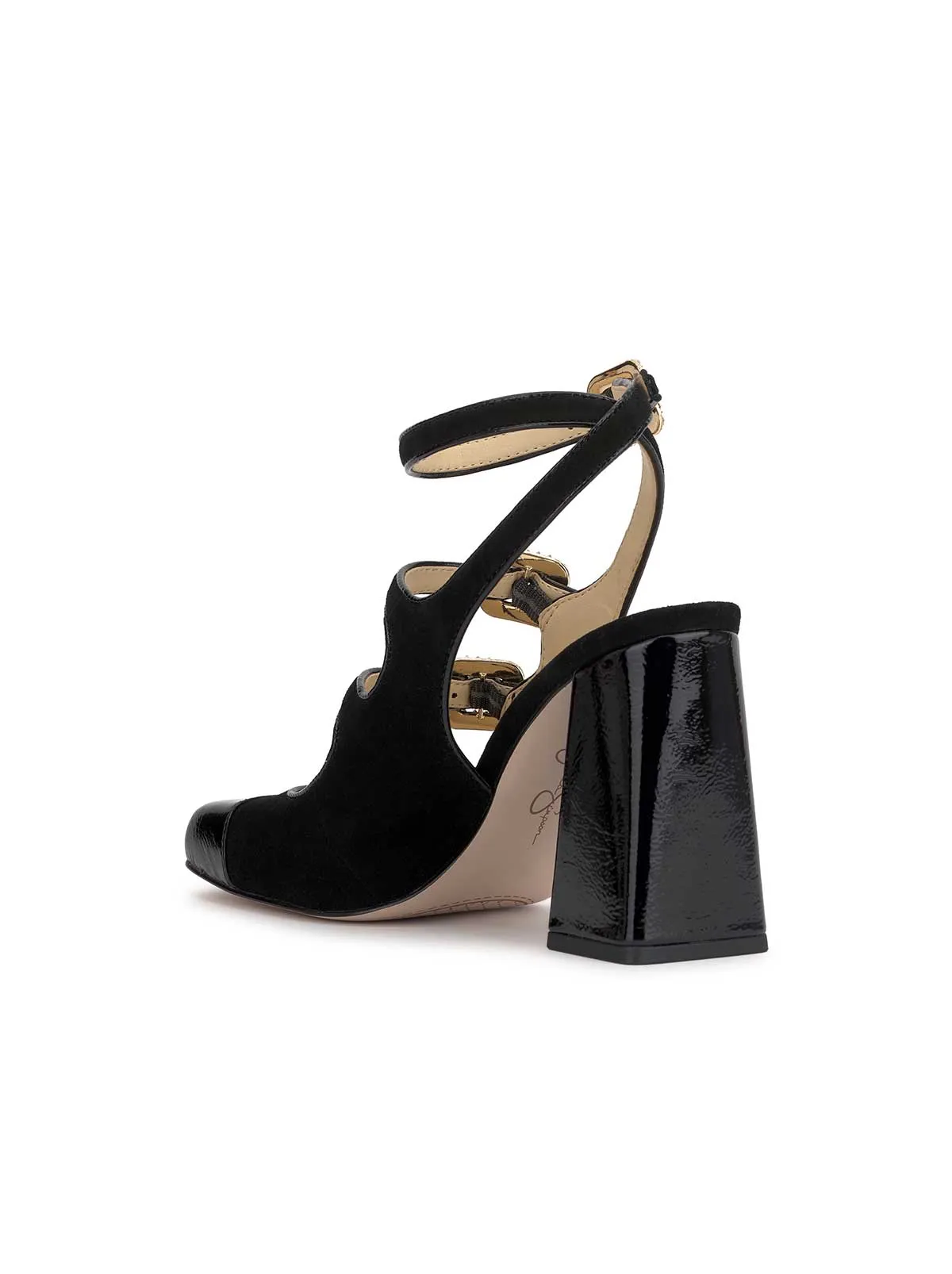 Lymen Buckle Pump in Black Suede