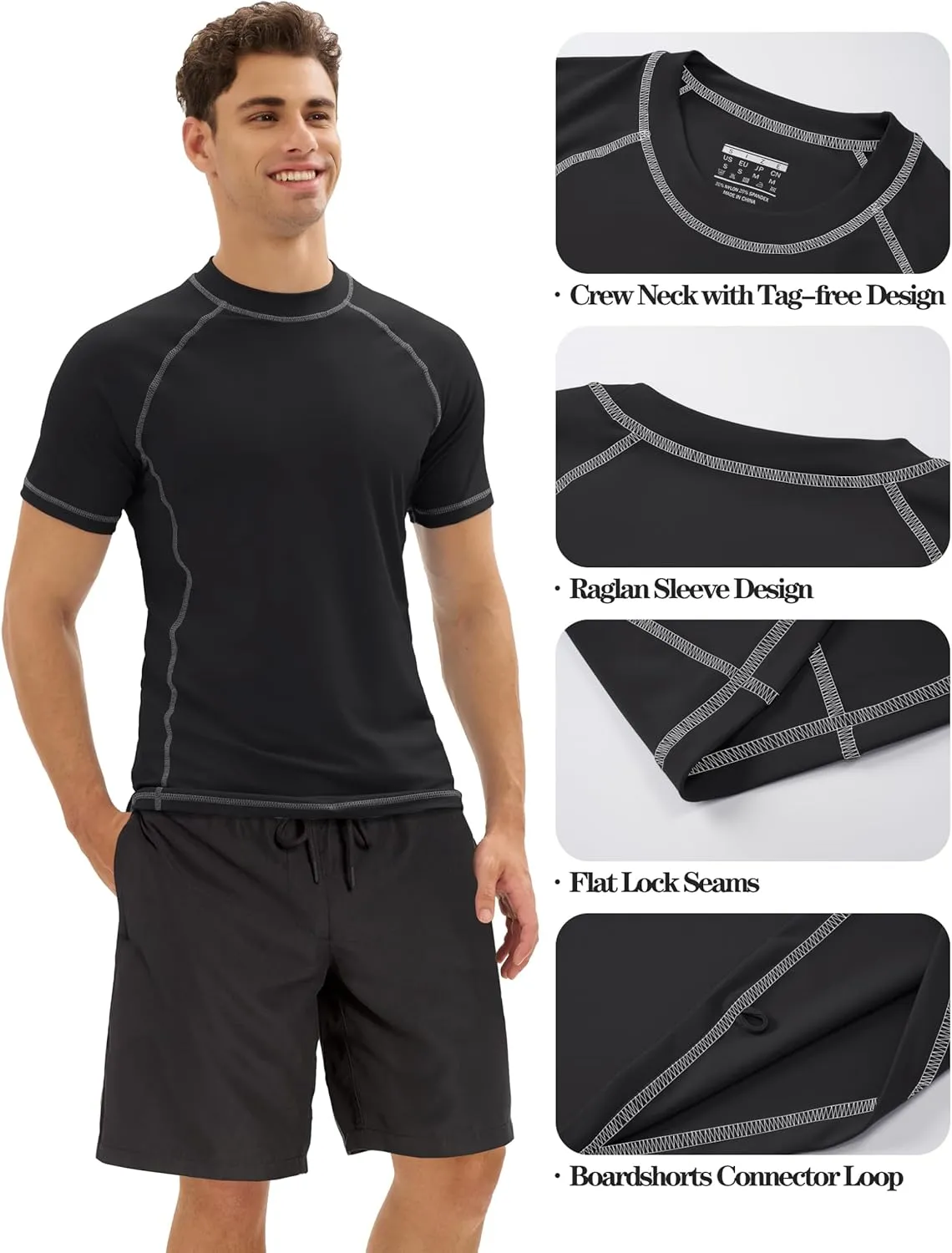 MAGCOMSEN Men's Rash Guard Swim Shirts UPF 50  Sun Protection Quick Dry Fishing Water Shirts