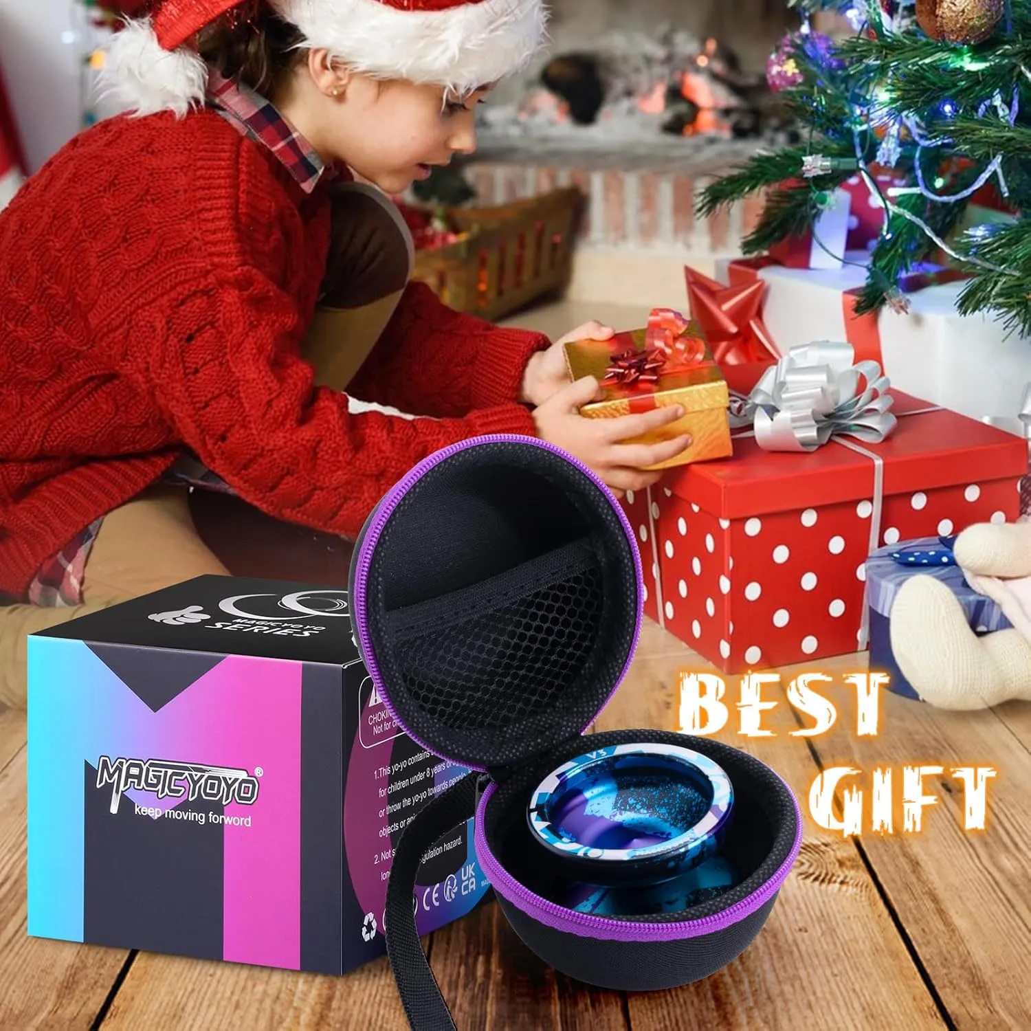 MAGICYOYO Responsive Yoyo V3, Professional Metal Yoyo for Kids Beginner, Aluminum Alloy Yoyo with Unresponsive Bearing   Bearing Removal Tool   Axle   Bag   12 Yoyo Strings (Black Blue Purple)