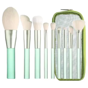Makeup Brush Set with Storage Case, 9 Pcs Professional Synthetic Flat Foundation Brush,Eyeshadow Eyeliner Contour Concealer Powder Blending Brush,Gifts for Women