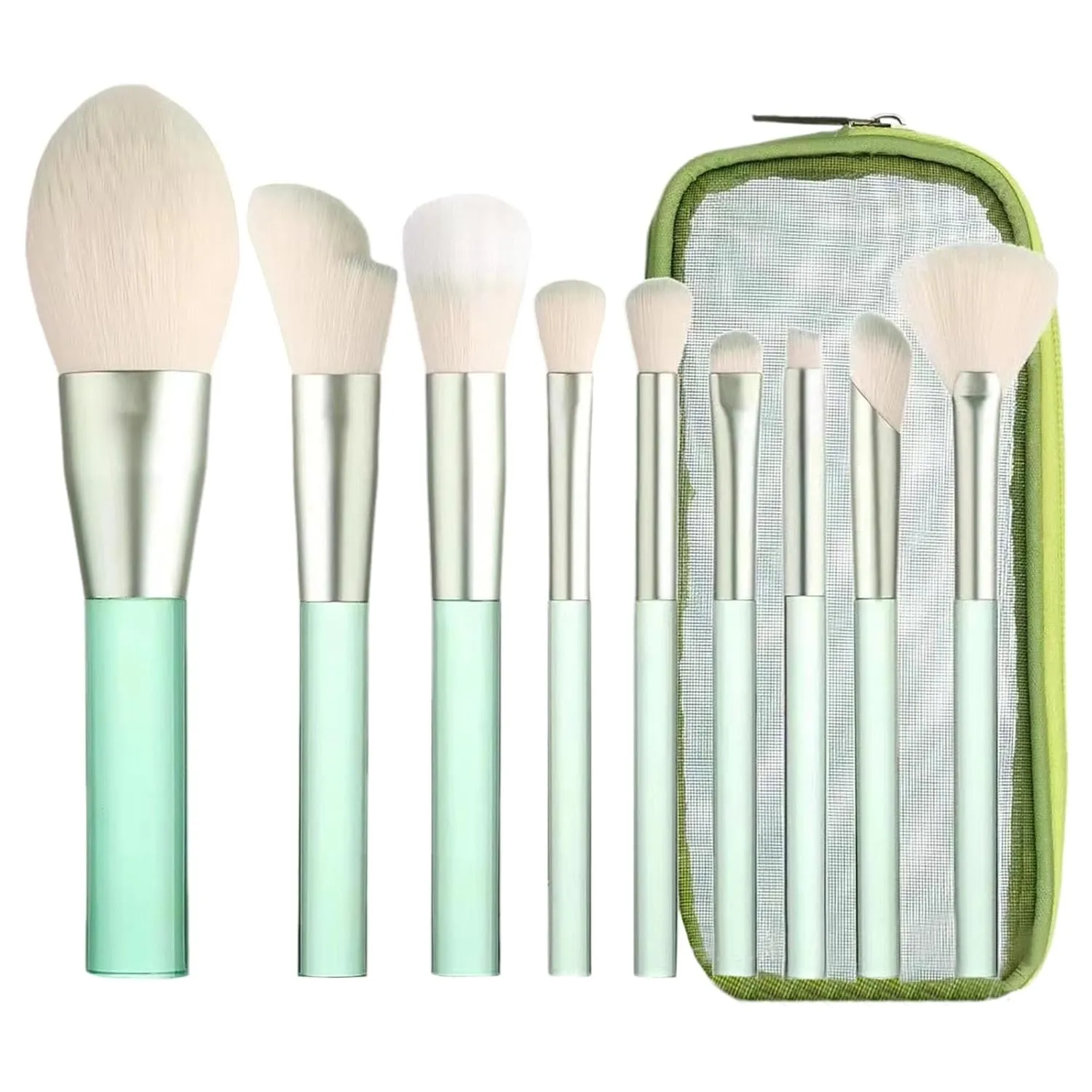 Makeup Brush Set with Storage Case, 9 Pcs Professional Synthetic Flat Foundation Brush,Eyeshadow Eyeliner Contour Concealer Powder Blending Brush,Gifts for Women