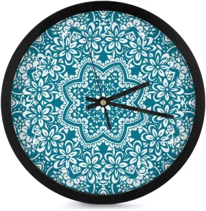 Mandala Ethnic Pattern Fashion Round Wall Clock Modern Battery Operated Clocks Silent Non-Ticking Home Decor 10x10in