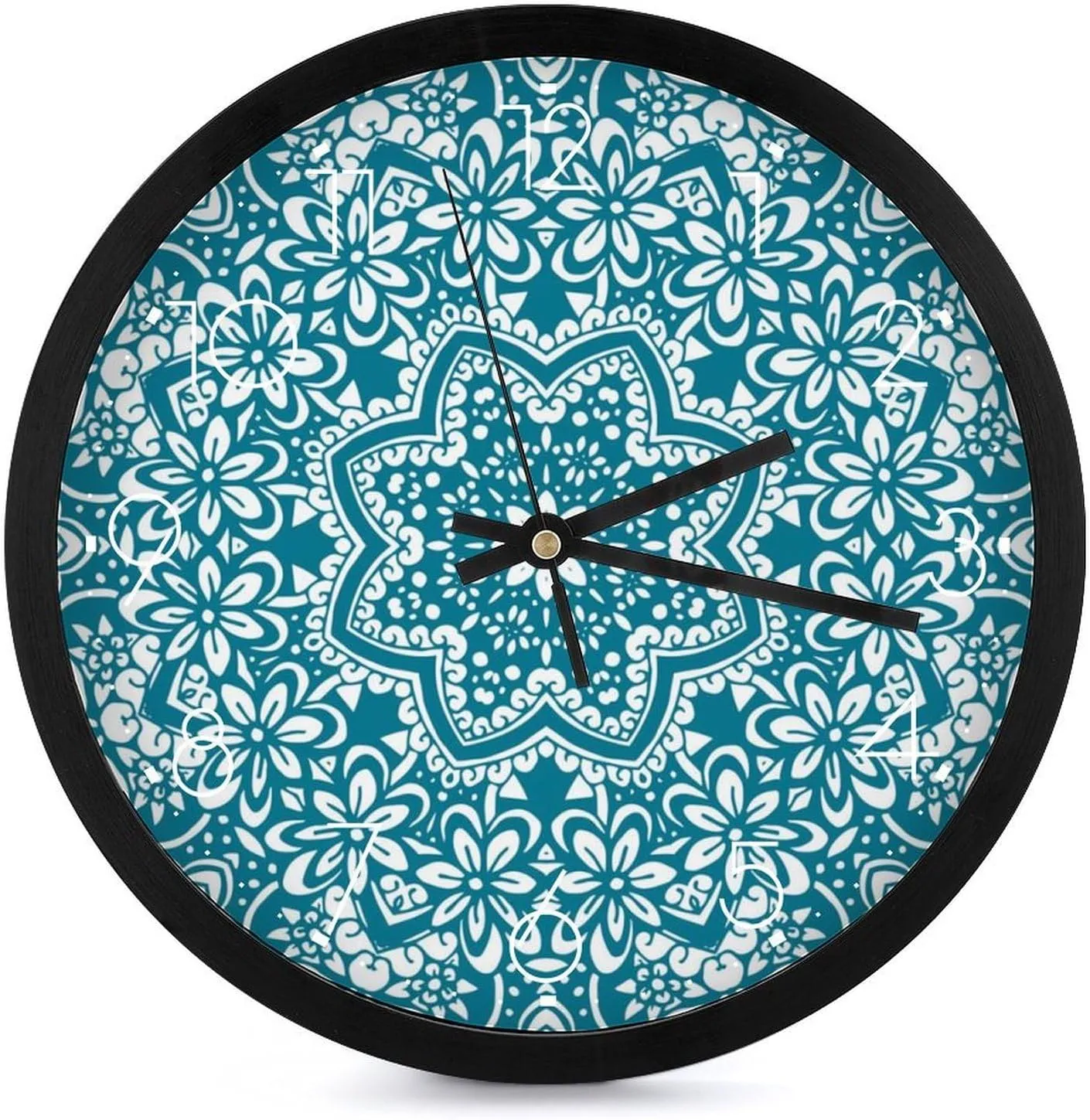 Mandala Ethnic Pattern Fashion Round Wall Clock Modern Battery Operated Clocks Silent Non-Ticking Home Decor 10x10in