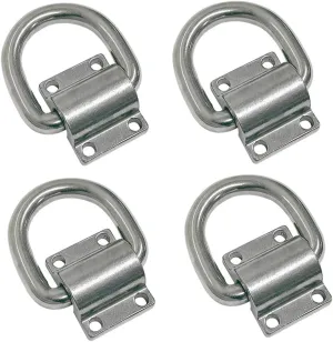 Marine Boat Stainless Steel 1" Bolt-On Lashing Ring D-Ring Anchor Tie Down 4 Pcs