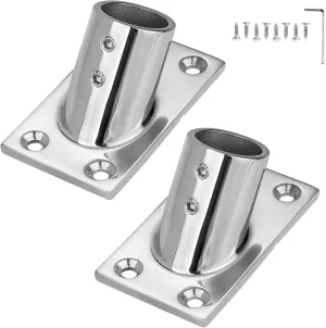 Marine Grade Boat Handrail Base for 7/8" Round Tubing, Sturdy and Versatile, 316 Stainless Steel 60 Degree Rectangle Base Boat Hand Rail Fitting (2-Pack)