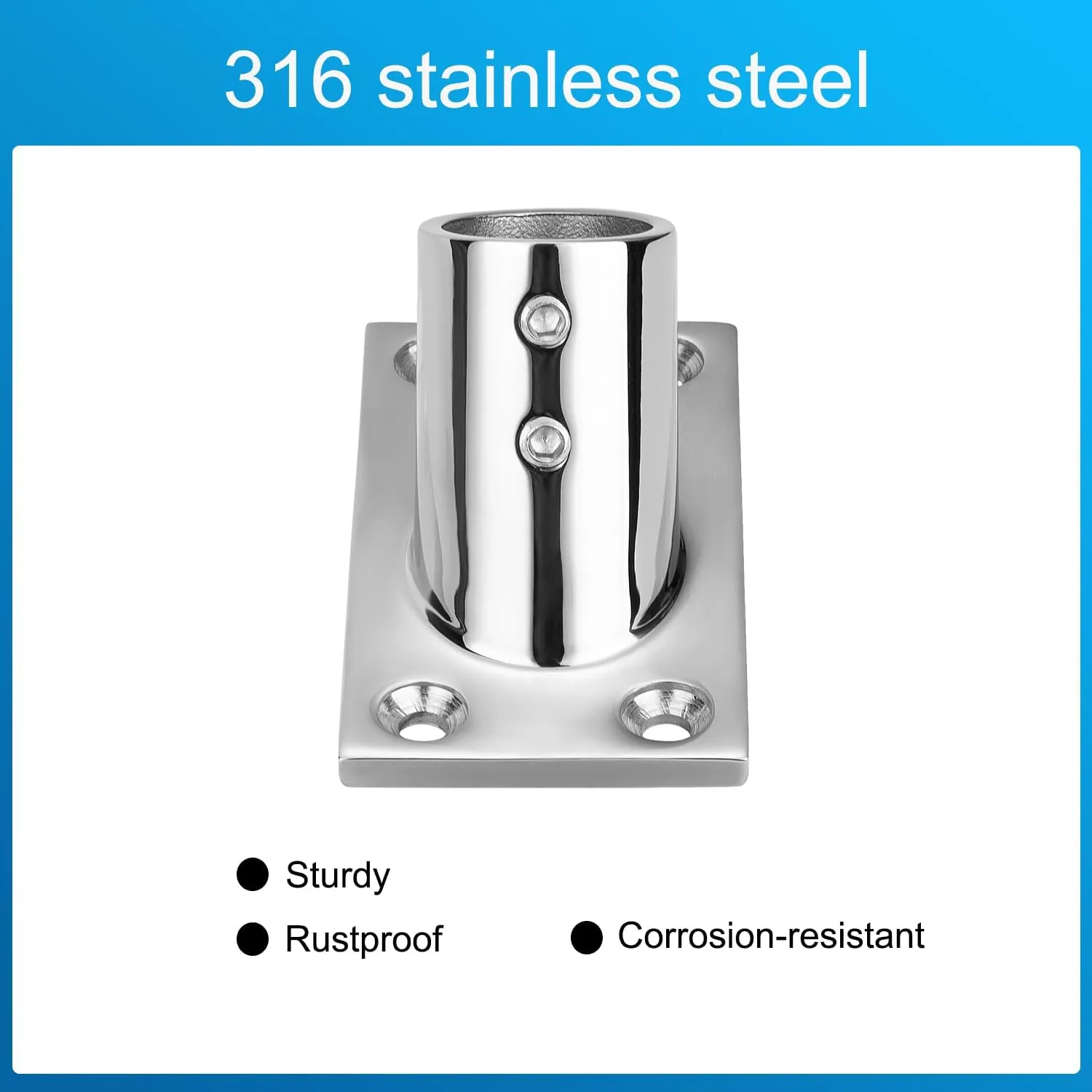 Marine Grade Boat Handrail Base for 7/8" Round Tubing, Sturdy and Versatile, 316 Stainless Steel 60 Degree Rectangle Base Boat Hand Rail Fitting (2-Pack)