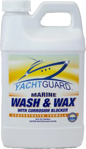 Marine Wash N Wax - Soap and Wax Concentrate Boat Cleaner for Wet and Dry Vehicles, Detail Spray Safe Enough for All Boat Parts and Multi Surfaces, Biodegradable (64 Oz Bottle)