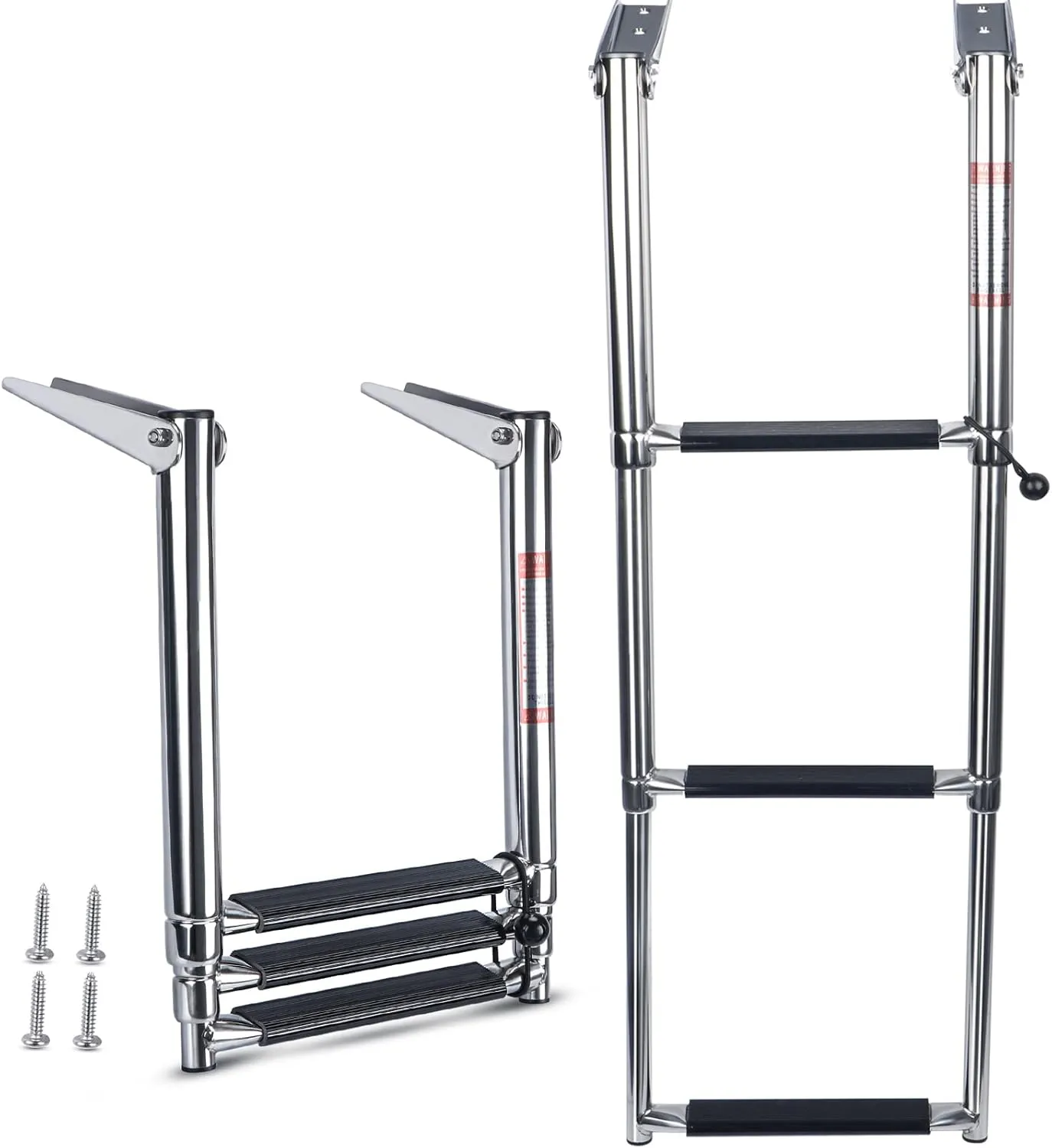 Marinebaby 3 Step Boat Ladder Folding, Stainless Steel Telescoping Swim Ladder for Boat,Pontoon,Yacht,Truck,RV