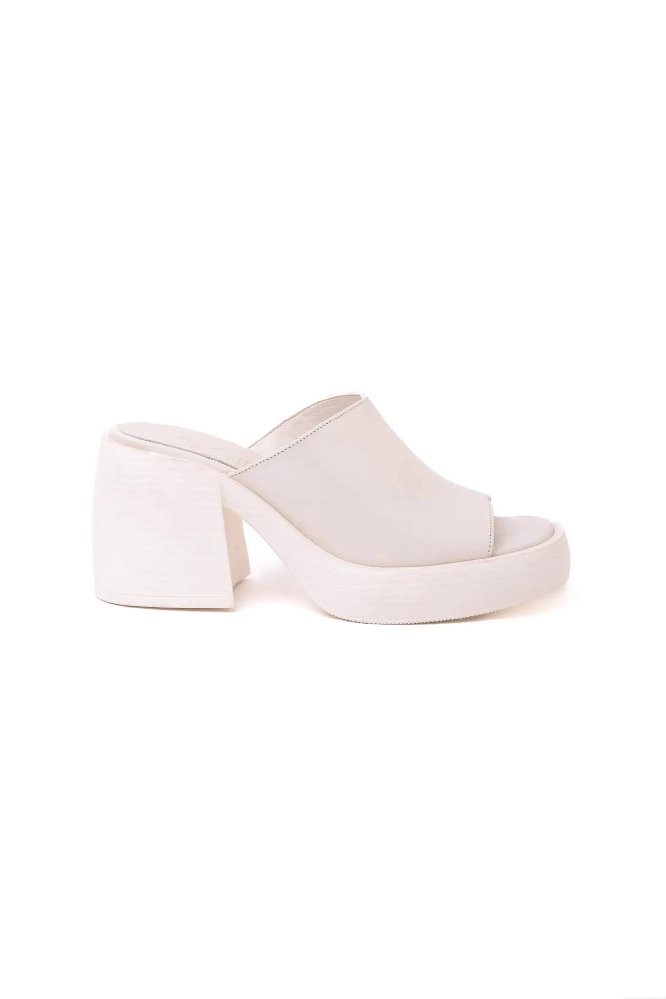 MEGAN OFF- WHITE -Leather Heeled Mules