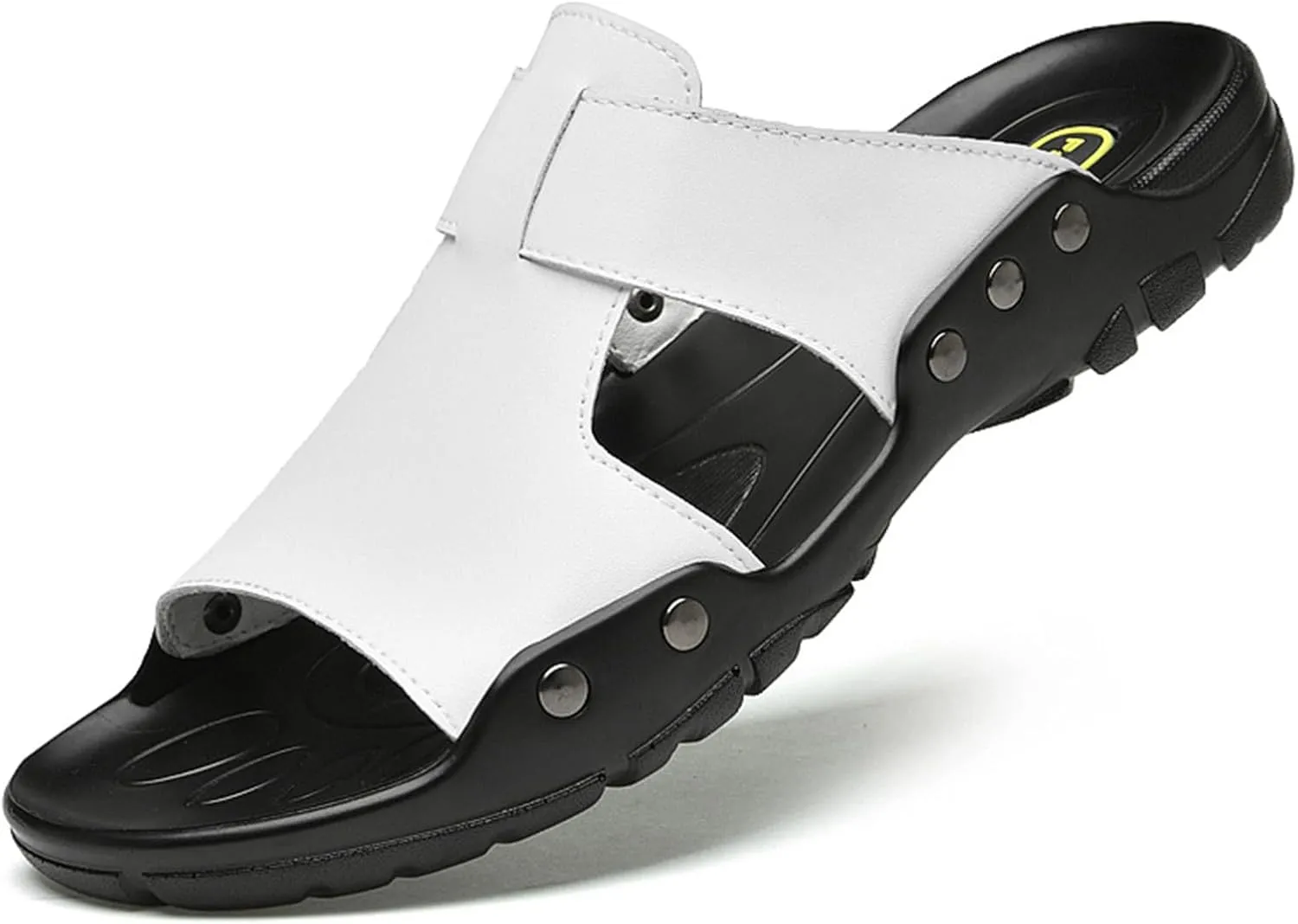 Men's Fashion Leather Platform Outdoor Beach Slides Comfort Fish Mouth Open Toe Soft Bottom Summe Slip On Fisherman Walking Sandals Casual Non Slip Flat Business Dress Slipper