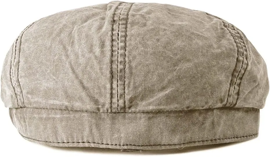 Mens Flat Cap 8 Panel Washed Cotton Outdoor Sun Protection Newsboy Cap