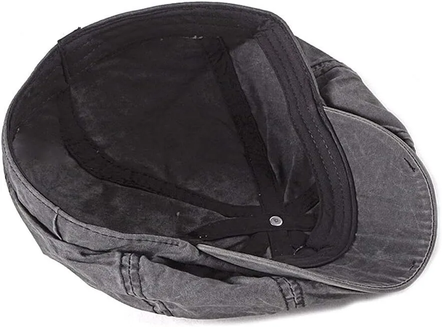 Mens Flat Cap 8 Panel Washed Cotton Outdoor Sun Protection Newsboy Cap