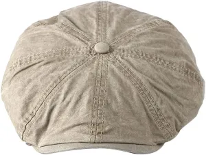 Mens Flat Cap 8 Panel Washed Cotton Outdoor Sun Protection Newsboy Cap