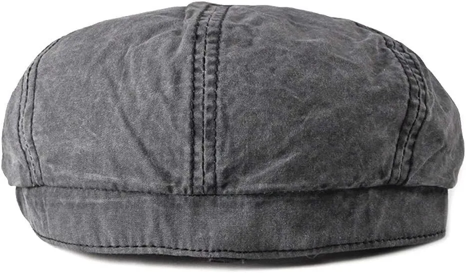 Mens Flat Cap 8 Panel Washed Cotton Outdoor Sun Protection Newsboy Cap