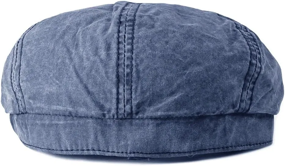 Mens Flat Cap 8 Panel Washed Cotton Outdoor Sun Protection Newsboy Cap