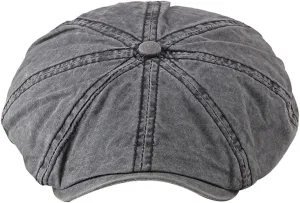 Mens Flat Cap 8 Panel Washed Cotton Outdoor Sun Protection Newsboy Cap