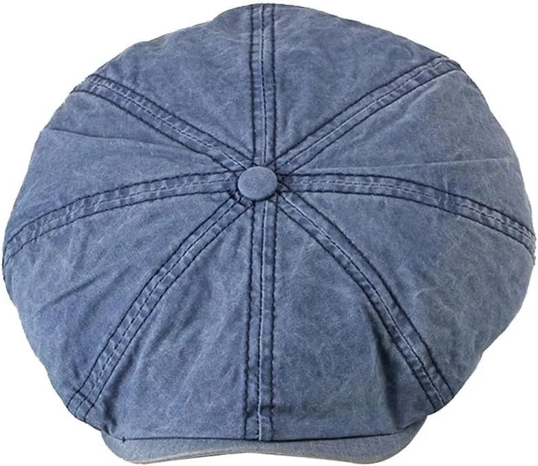 Mens Flat Cap 8 Panel Washed Cotton Outdoor Sun Protection Newsboy Cap
