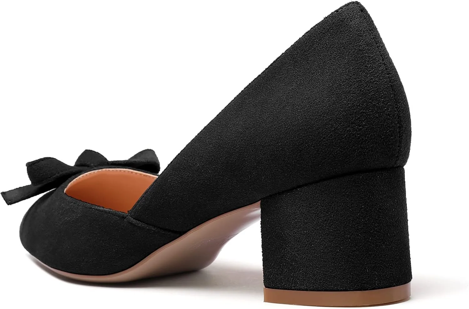 Mettesally Women’s Block Heel Pumps with Bow Knot Pointed Toe D’Orsay Chunky Heel Dress Party Shoes