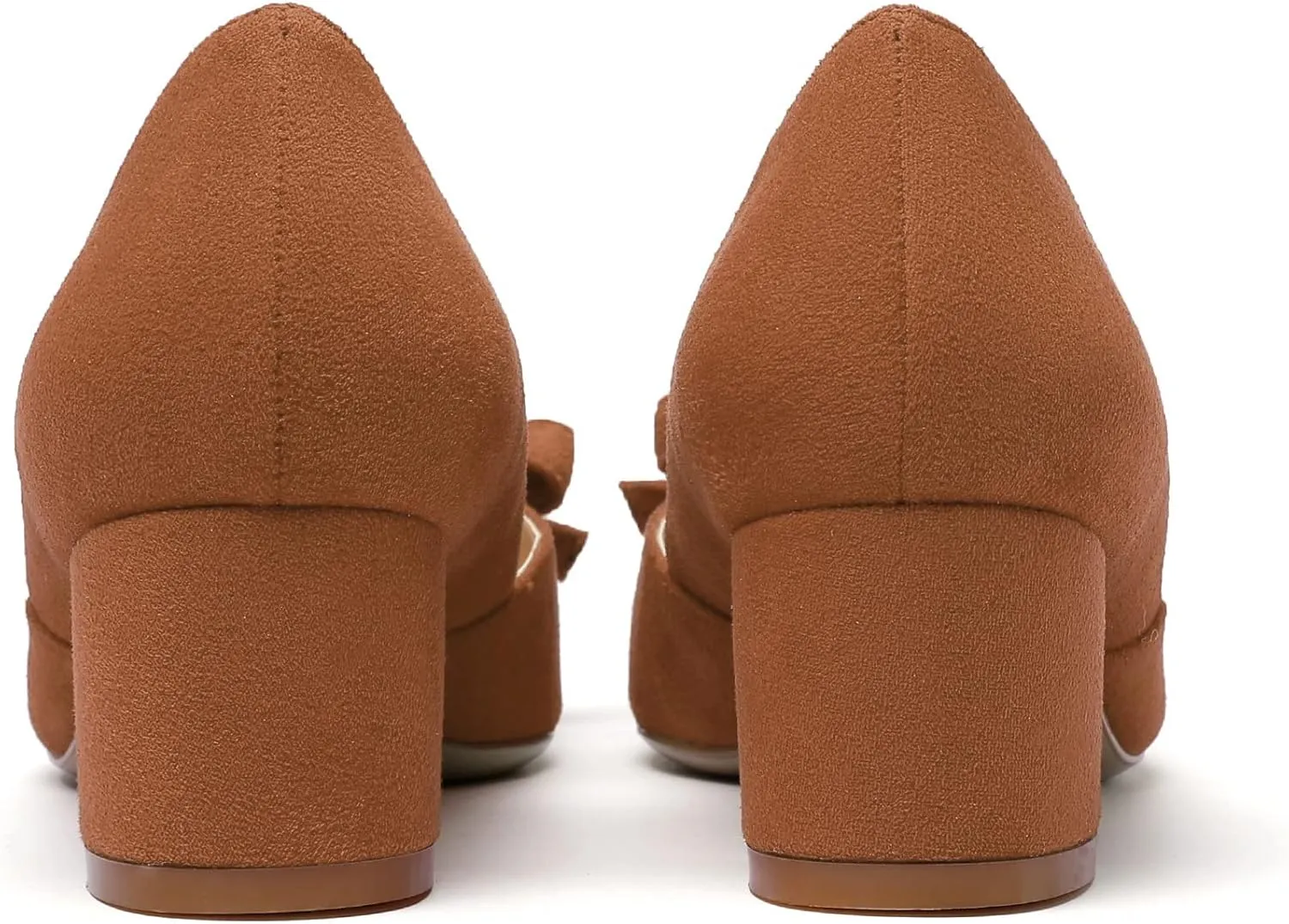 Mettesally Women’s Block Heel Pumps with Bow Knot Pointed Toe D’Orsay Chunky Heel Dress Party Shoes