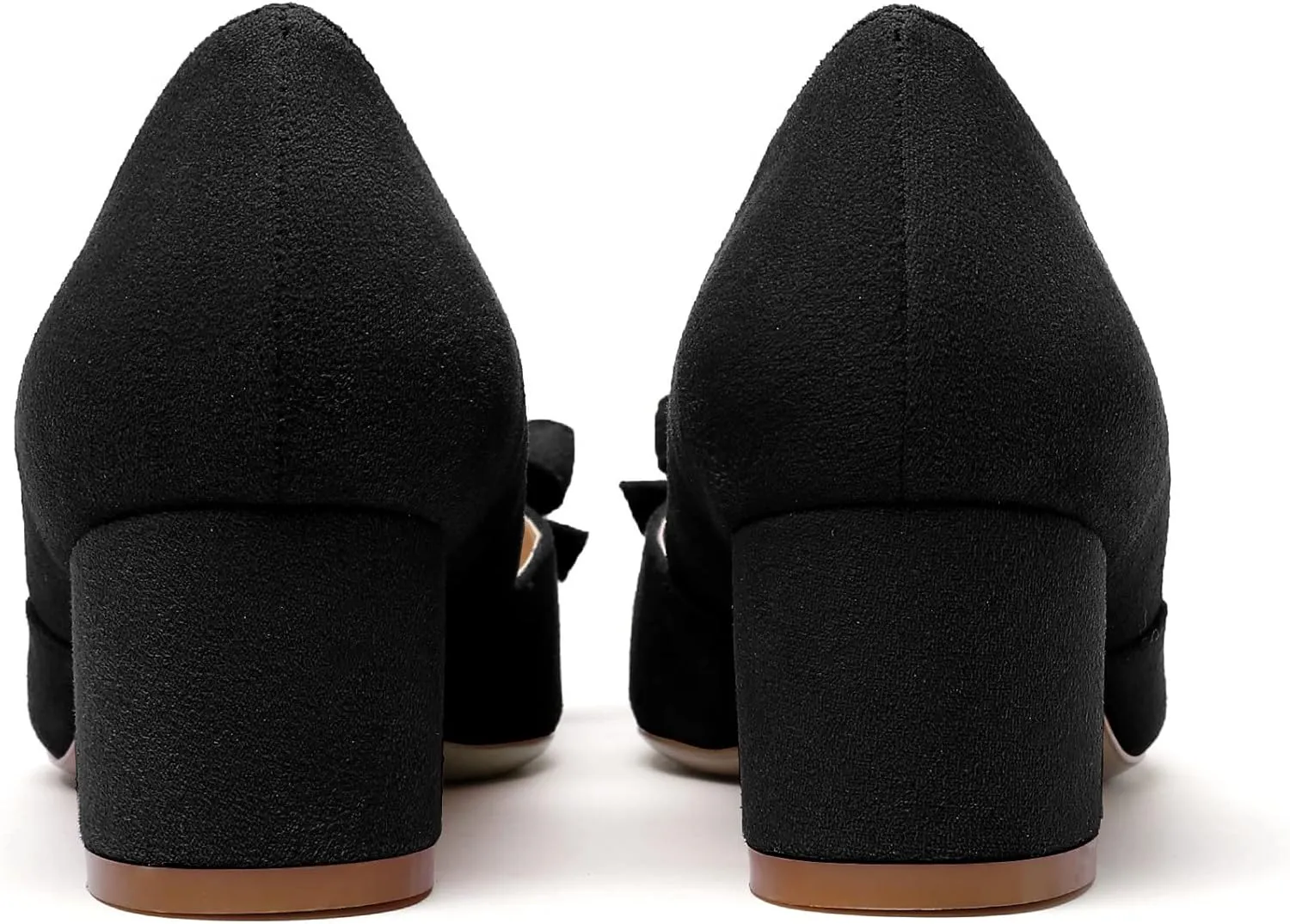 Mettesally Women’s Block Heel Pumps with Bow Knot Pointed Toe D’Orsay Chunky Heel Dress Party Shoes
