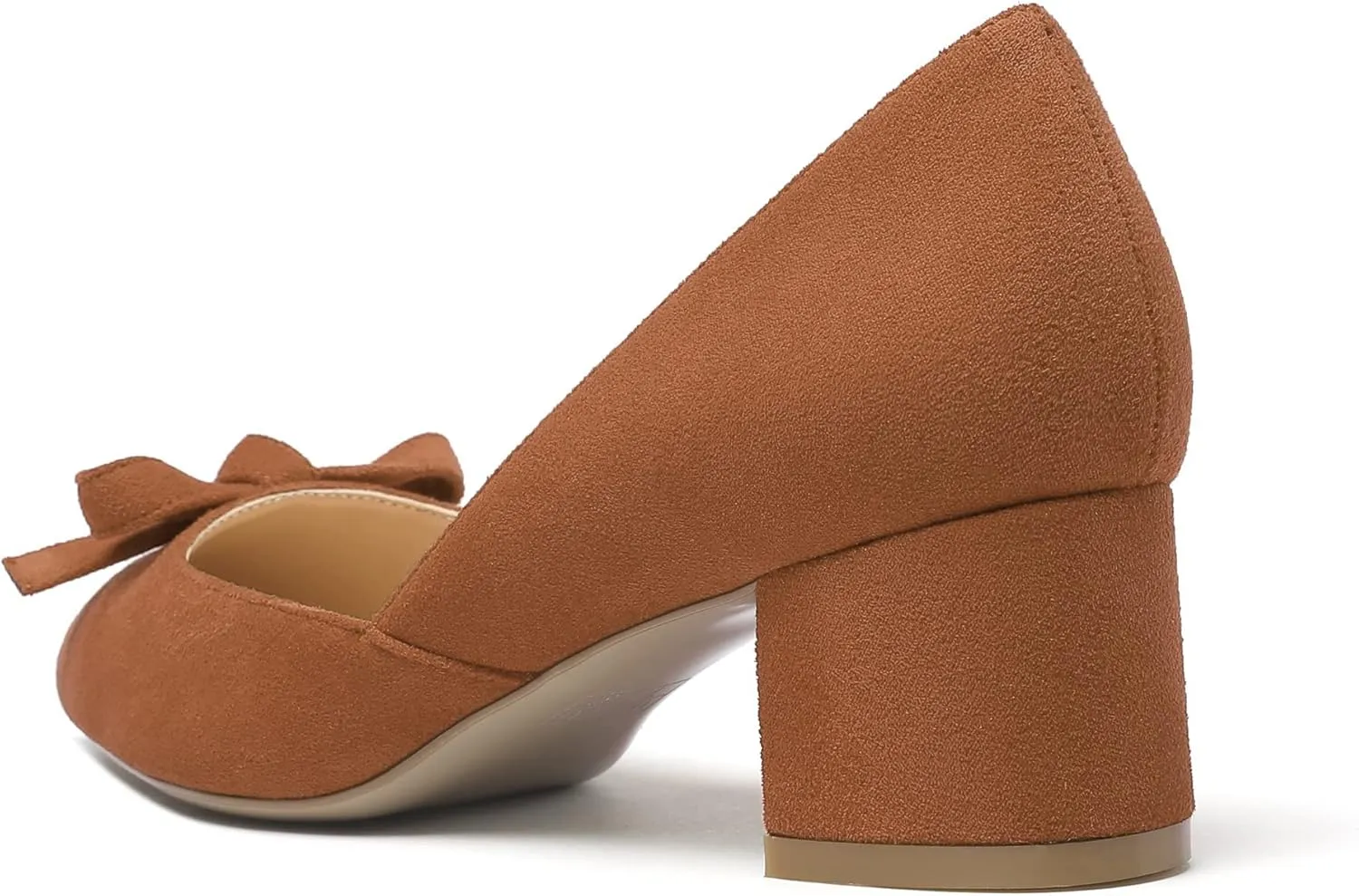 Mettesally Women’s Block Heel Pumps with Bow Knot Pointed Toe D’Orsay Chunky Heel Dress Party Shoes