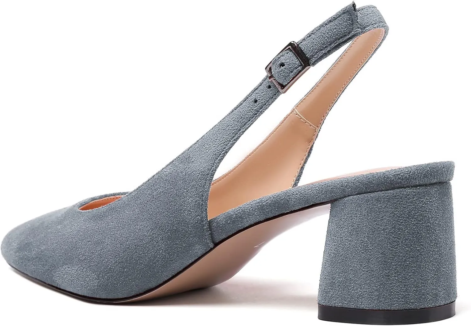 Mettesally Women's Block Slingback Heels Pumps Ankle Strap Round Closed Toe Chunky Heels Wedding Office Dress Shoes