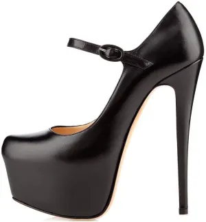 Mettesally Women's Round Toe Platform Pumps Stiletto Heel Mary Jane Pumps Party Dress Shoes
