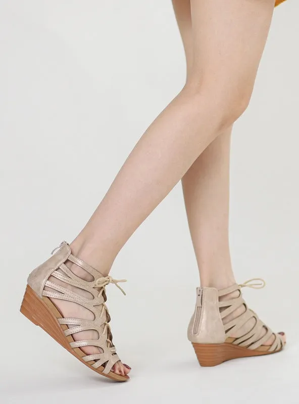 Mid-heeled Retro Fishmouth Wedge Sandals