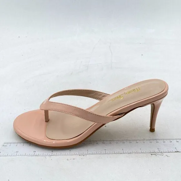 Milooey Pink Women Flip Flop Sanda Slip on High Heel Mule Open Toe Slide Slipper