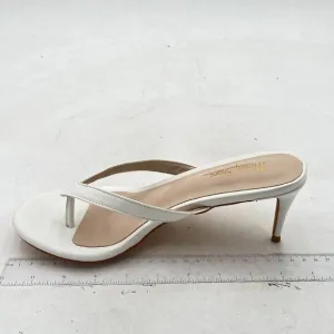 Milooey White Flip Flop Sandals Slip on High Heel Mule Round Toe Slides Slippers