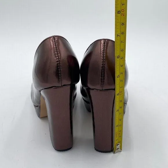 Miss Left Women's Low Platform High Chunky Heeled Slip On Closed Round Toe Pump