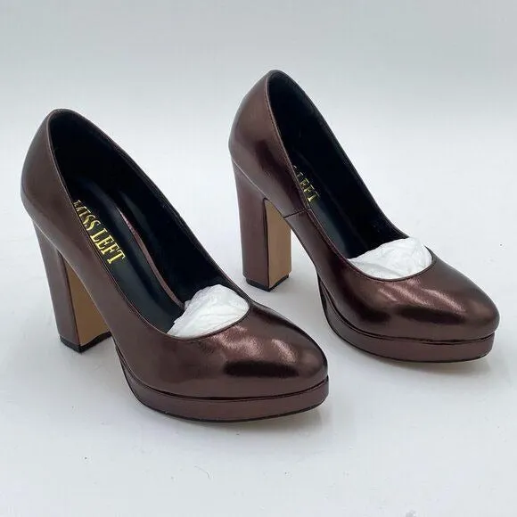 Miss Left Women's Low Platform High Chunky Heeled Slip On Closed Round Toe Pump