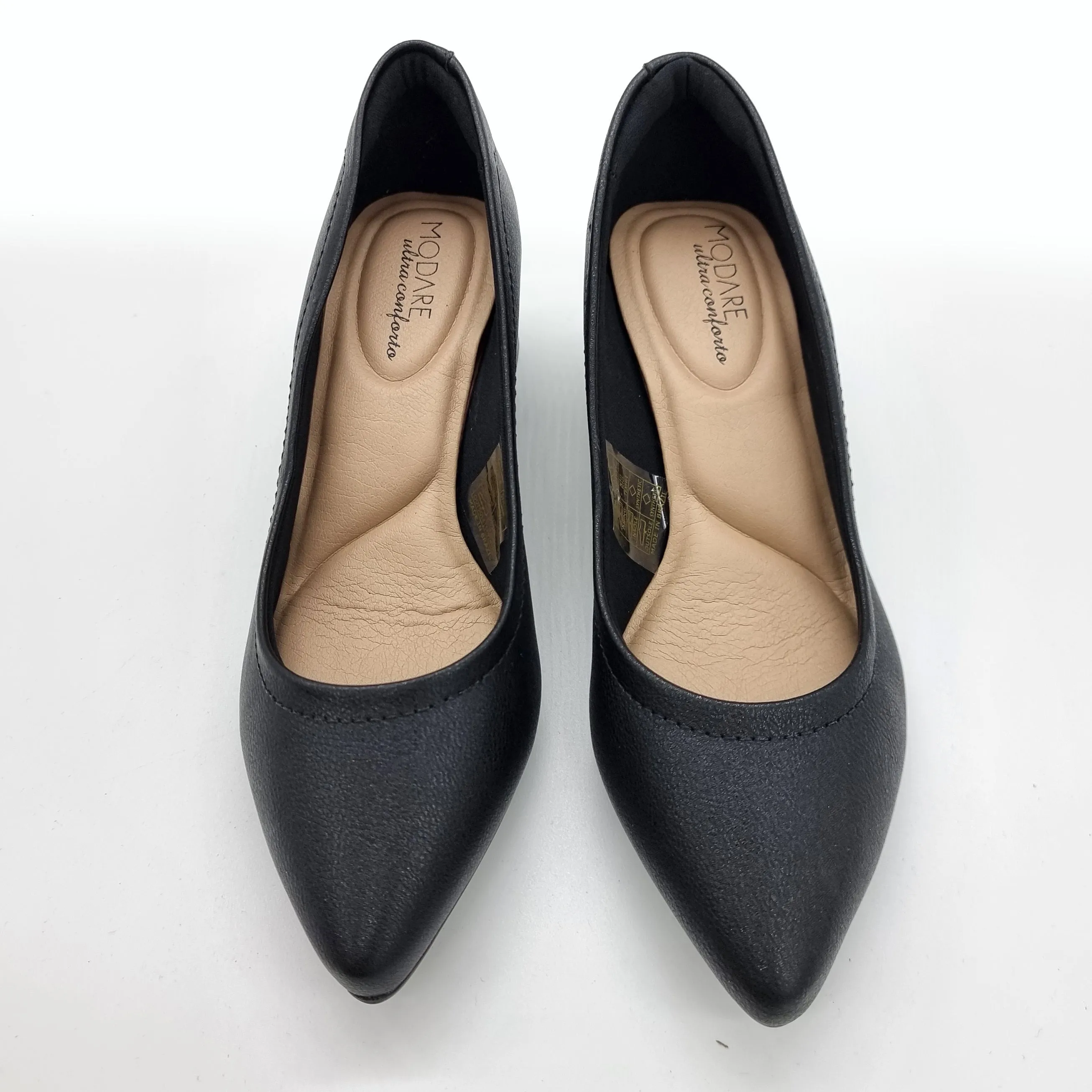 Modare 7340-123 Block Heel Pointy Toe Pump in Black Napa