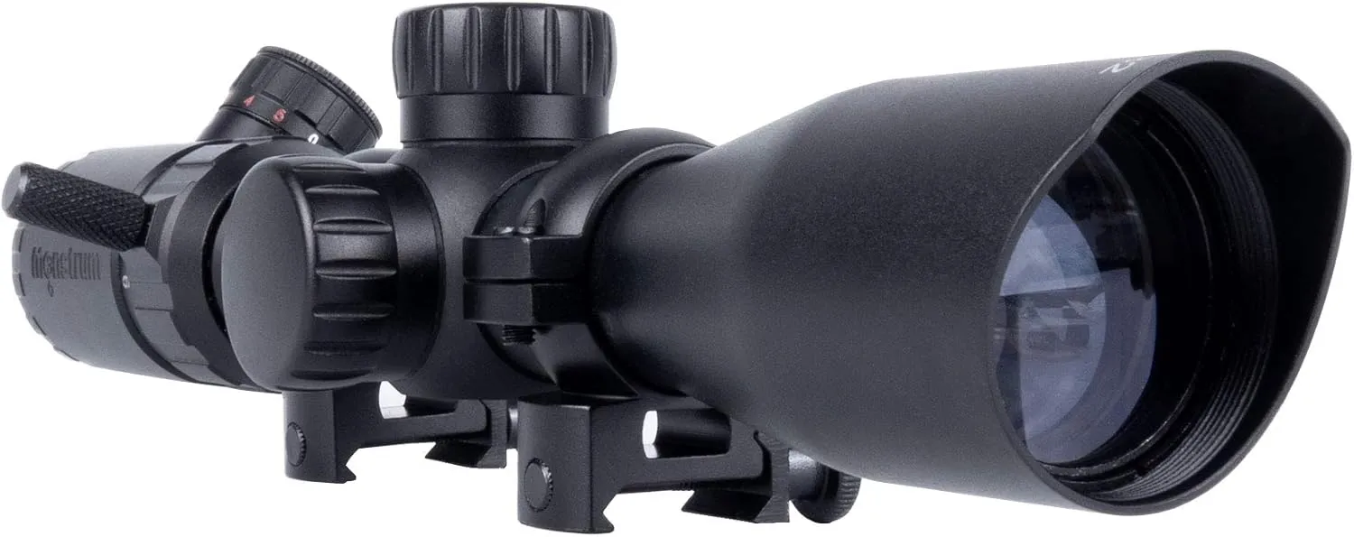 Monstrum 3-9x32 Rifle Scope with Rangefinder Reticle and Medium Profile Scope Rings | Black