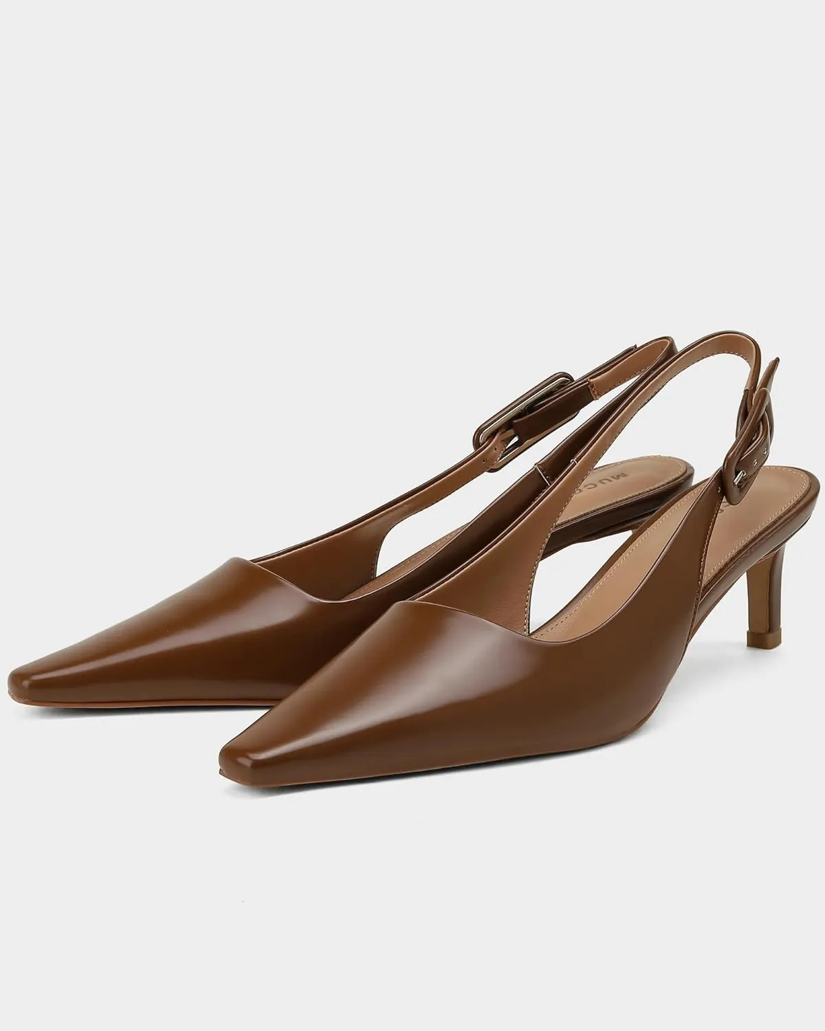 MUCCCUTE Slingback Heels for Women Closed Pointed Toe Heels Women's Pumps 2 3/5" Mid Heel Comfortable Office Wedding Party Pump