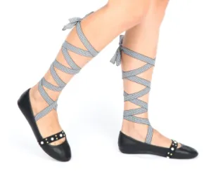 Mz. Tipton Tiptoe Ribbon Lace Up Ballet Flat
