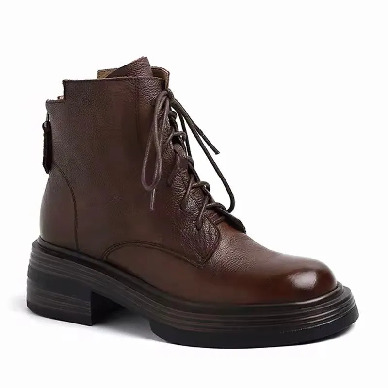 Natalia Black Back Zip Leather Boots
