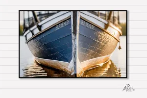 Nautical Wall Art Blue  Rustic Boat Coastal Close up Lakehouse Painting Canvas Print, Lake House Wall Art, Canoe,  Beach House,