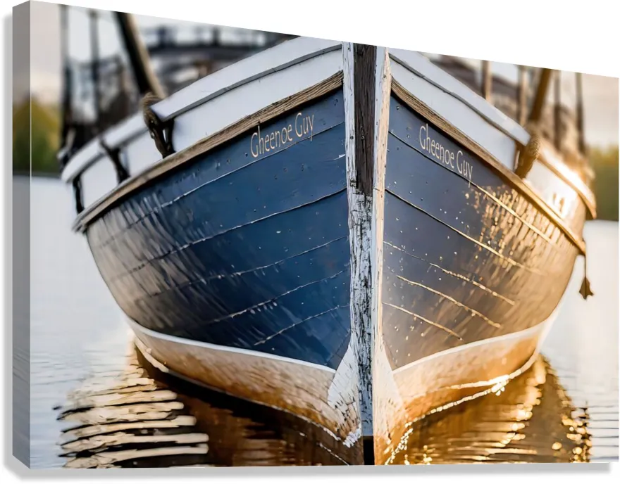 Nautical Wall Art Blue  Rustic Boat Coastal Close up Lakehouse Painting Canvas Print, Lake House Wall Art, Canoe,  Beach House,