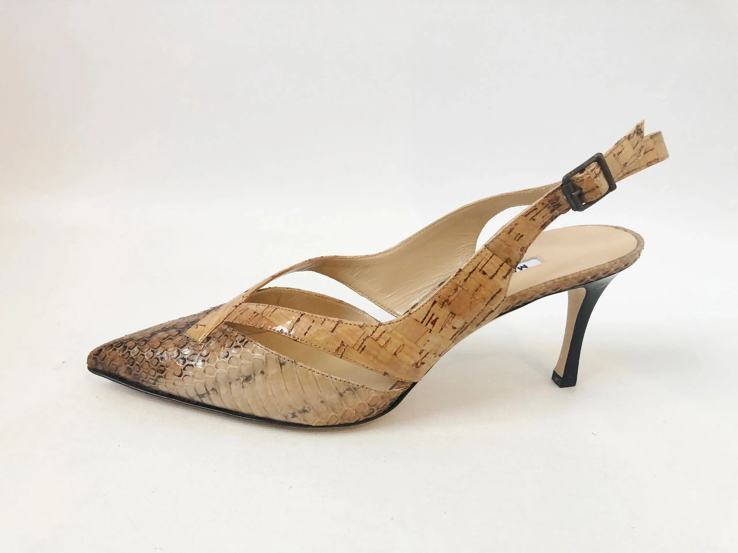 NEW Manolo Blahnik Python Slingbacks Size 39 It (9 Us)