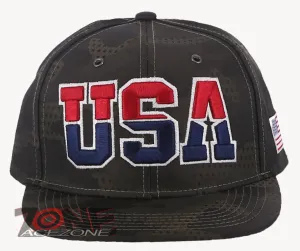 NEW! USA FLAG STAR FLAT BILL SNAPBACK BASEBALL CAP HAT CAMOUFLAGE OLIVE