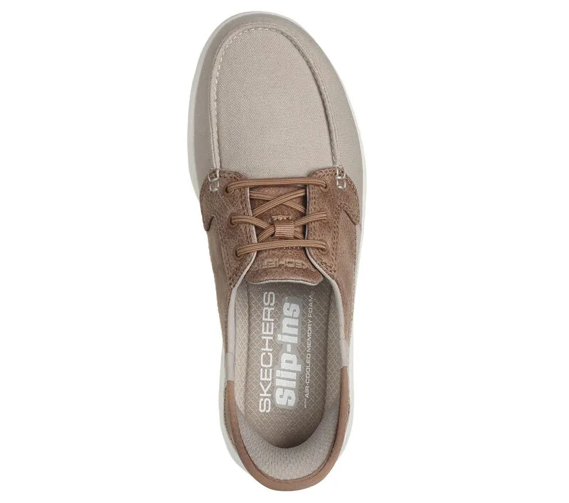 NEW Women's SKECHERS SLIP-INS: ON-THE-GO FLEX - PALMILLA Taupe CANVAS Shoes AUTHENTIC IN BOX