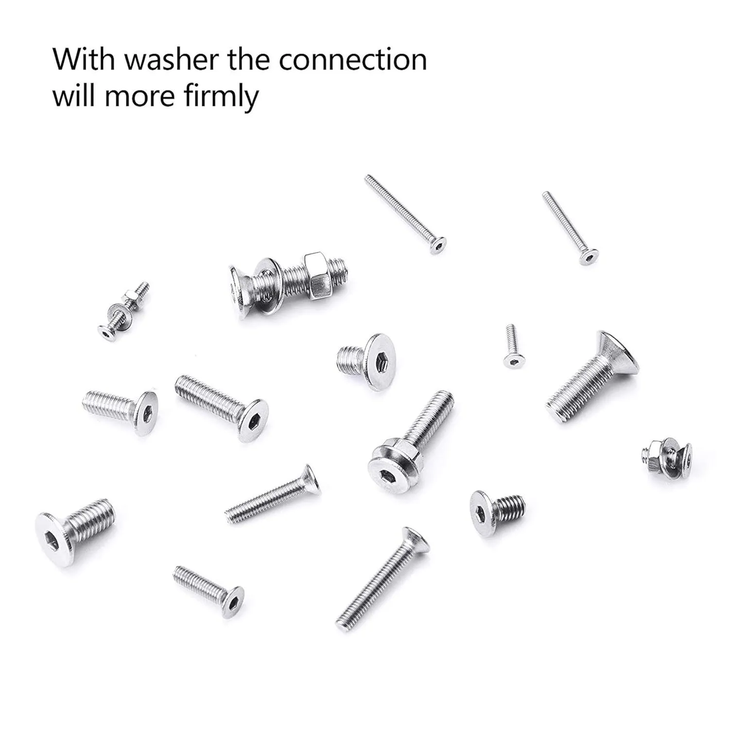 NINDEJIN 880 Pcs M2 M3 M4 M5 Stainless Steel Precise Metric Hex Socket Head Cap Machine Screws, Round Flat Socket Bolts and Nuts Set and Washers Assortment Kit  Wrench (Flat Head Cap)
