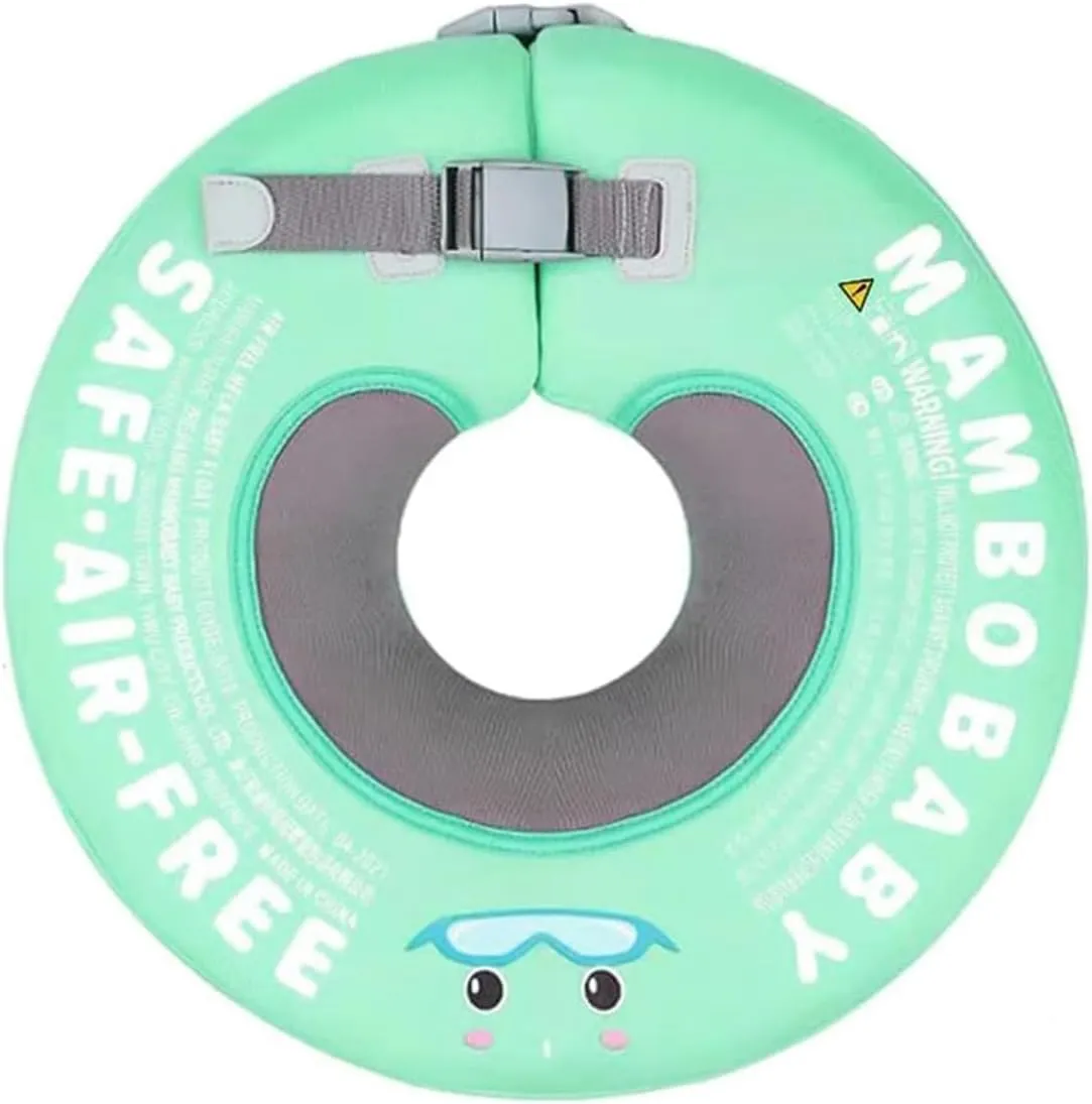 Non-Inflatable Baby Float Neck Ring Head Float Swimming,Swim Pool Floats for Kids Buckle Pearl Foam,Float Pool Floaties Water Toys Frog Design Child Safety Baby Swim Pool 6-36 Months (Green, B)