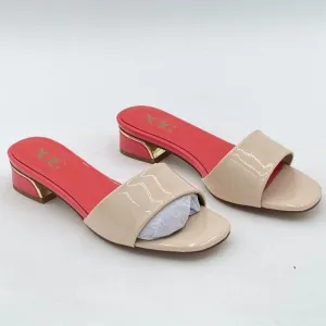 Nude Summer Mule Clogs Sandals Slip On Chunky Heel Women Slippers Open Toe Shoes