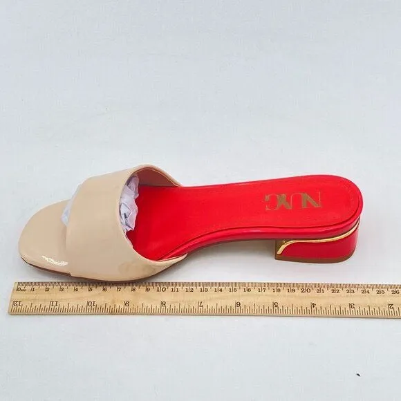 Nude Summer Mule Clogs Sandals Slip On Chunky Heel Women Slippers Open Toe Shoes