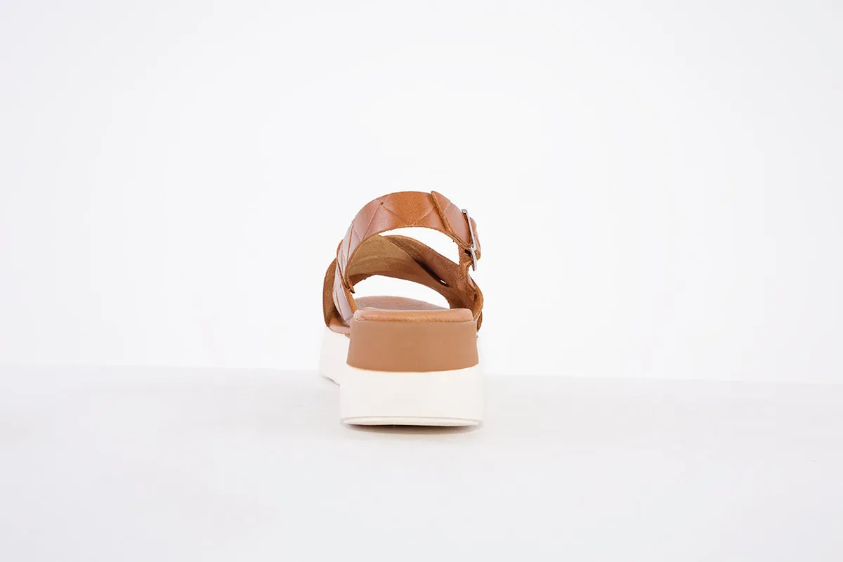 OH MY SANDALS -4997  PLATFORM WEDGE BUCKLE STRAP FASHION SANDAL - TAN